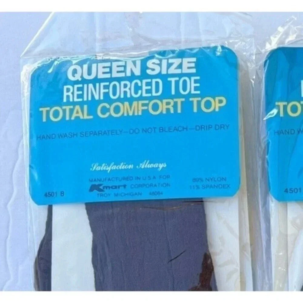 Vintage Kmart Queen Size Comfort Top Reinforced Toe‎ Knee Hi's 3 Brown Mist 9-11